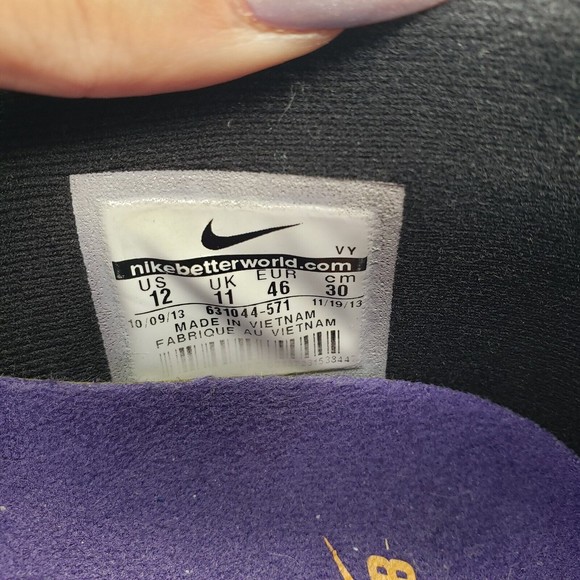 NIKE SB Lunar OneShot Low Top Sneakers Purple & Yellow Lakers (Men's Size 12) - Picture 7 of 7